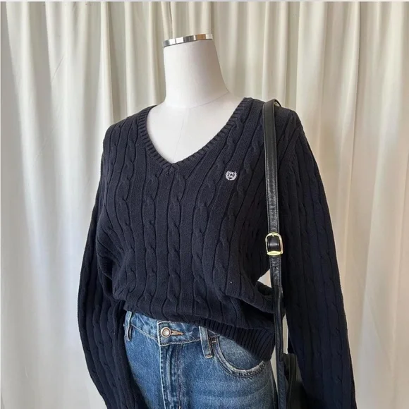 Chaps 100% Cotton cable knit V-neck sweater size Large. - Picture 1 of 8